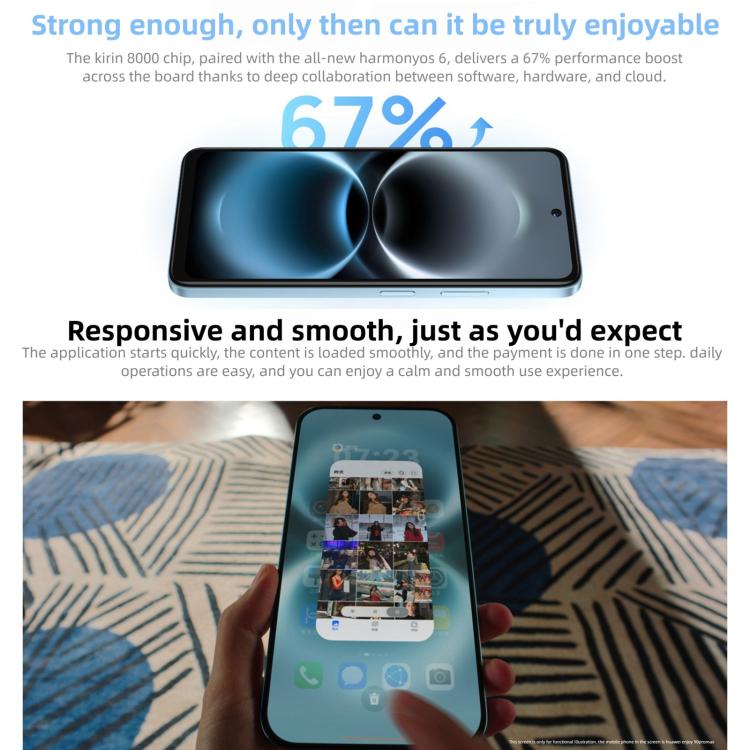 HUAWEI Enjoy 90 Plus，8GB+256GB，側邊指紋，6.67 吋 HarmonyOS 6.0 Kirin 8000，OTG，不支援 Google Play，8GB+256GB