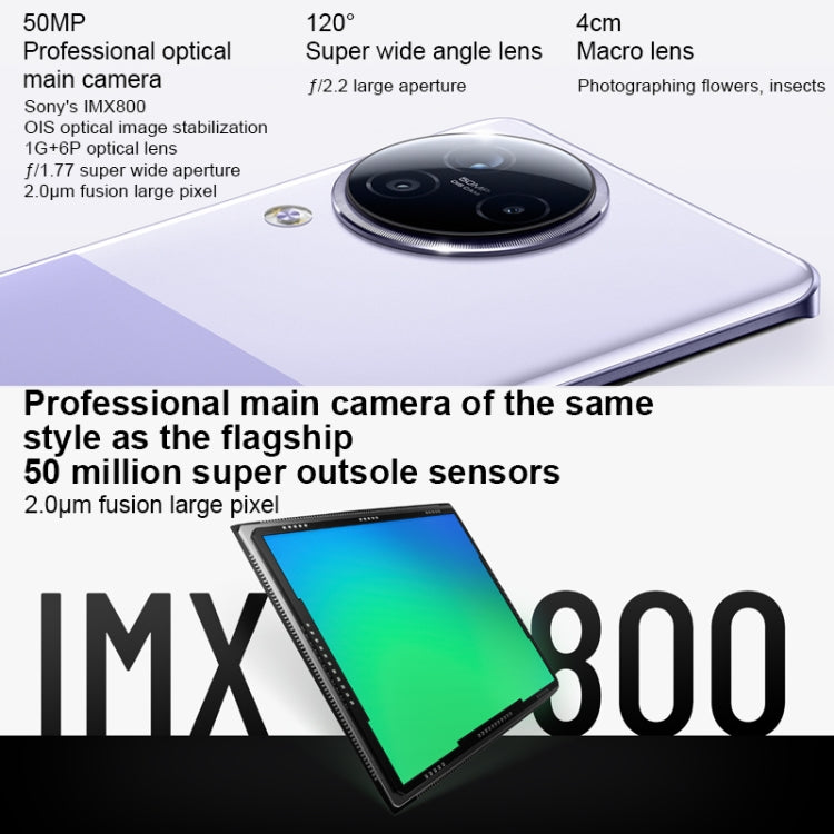 三後置鏡頭 + 雙前置鏡頭，螢幕指紋識別，4500mAh 電池，6.55 吋 MIUI 14 Dimensity 8200-Ultra 八核心 4nm 最高 3.1GHz，網絡：5G，NFC，16GB+1TB