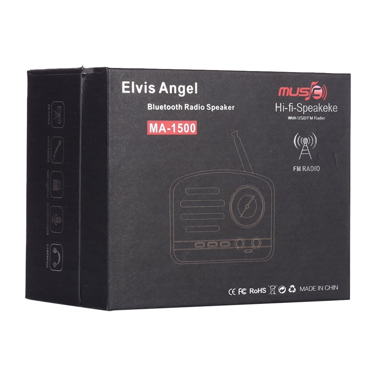 Angel MA-1500 復古藍牙 HiFi 收音機喇叭，附彩色 LED 燈，支援 USB、FM 及 3.5mm 輸入