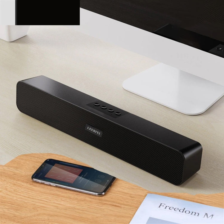 LEERFEI E91 10W 長條形雙喇叭多媒體藍牙音響，支援 TF 卡 / U 盤 / 3.5mm AUX，支援 TF 卡 / U 盤 / 3.5mm AUX