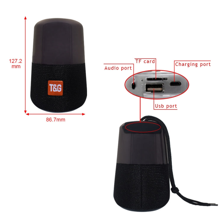 T&G TG168 便攜無線藍牙 V5.0 立體聲喇叭，帶手柄，內建麥克風，支援閃爍 LED 燈、TF 卡、U 盤、AUX 輸入及 FM，TG168