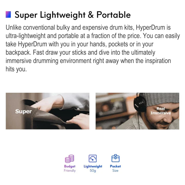 Hyperdrum 體感虛擬鼓組 智能便攜式樂器，Hyperdrum 體感虛擬鼓