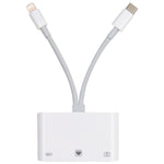 NK-107 Pro 三合一 USB-C / Type-C + 8 Pin 公頭轉 USB + RJ45 + 8 Pin 充電母頭介面轉接器，NK-107 Pro