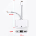 NK-107 Pro 三合一 USB-C / Type-C + 8 Pin 公頭轉 USB + RJ45 + 8 Pin 充電母頭介面轉接器，NK-107 Pro