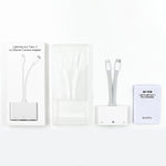 NK-107 Pro 三合一 USB-C / Type-C + 8 Pin 公頭轉 USB + RJ45 + 8 Pin 充電母頭介面轉接器，NK-107 Pro