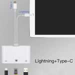 NK-107 Pro 三合一 USB-C / Type-C + 8 Pin 公頭轉 USB + RJ45 + 8 Pin 充電母頭介面轉接器，NK-107 Pro