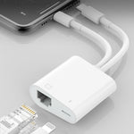 NK-1035 Pro 兩合一 USB-C / Type-C + 8 Pin 公頭轉 RJ45 + 8 Pin 充電母頭介面轉接器，NK-1035 Pro
