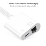 NK-1035 Pro 兩合一 USB-C / Type-C + 8 Pin 公頭轉 RJ45 + 8 Pin 充電母頭介面轉接器，NK-1035 Pro