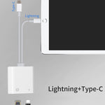 NK-1035 Pro 兩合一 USB-C / Type-C + 8 Pin 公頭轉 RJ45 + 8 Pin 充電母頭介面轉接器，NK-1035 Pro