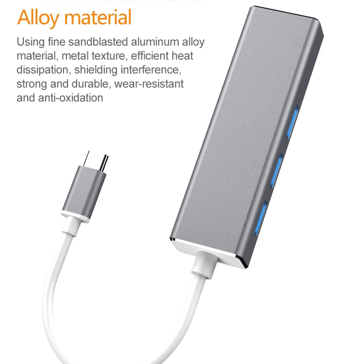 USB-C / Type-C 轉千兆乙太網路 RJ45 及 3 個 USB 3.0 轉接集線器，電腦外接平板手機通用，千兆乙太網路