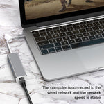 USB-C / Type-C 轉千兆乙太網路 RJ45 及 3 個 USB 3.0 轉接集線器，電腦外接平板手機通用，千兆乙太網路
