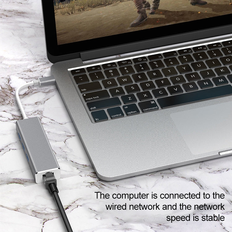 USB-C / Type-C 轉千兆乙太網路 RJ45 及 3 個 USB 3.0 轉接集線器，電腦外接平板手機通用，千兆乙太網路