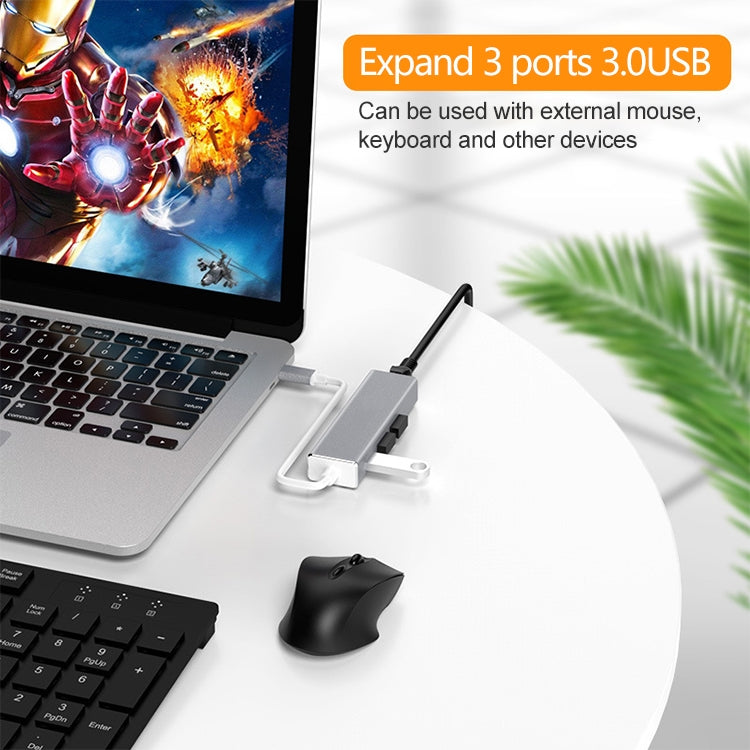 USB-C / Type-C 轉千兆乙太網路 RJ45 及 3 個 USB 3.0 轉接集線器，電腦外接平板手機通用，千兆乙太網路