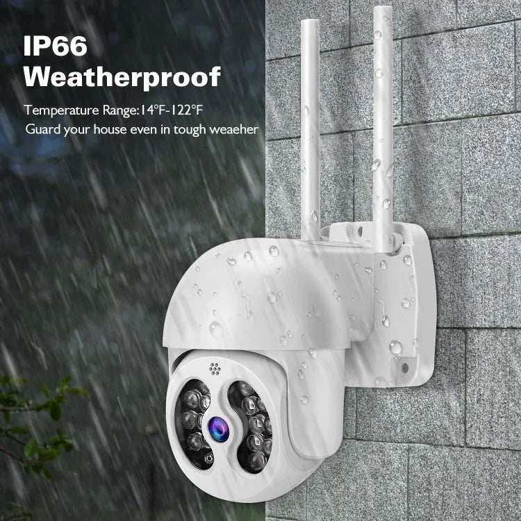 Tuya QX56 300 萬像素 IP66 防水 2.4G 無線 IP 攝影機，支援 Amazon Alexa 及 Google Home 及動態偵測及雙向語音及全彩夜視及 TF 卡，歐規插頭，支援 Amazon Alexa 及 Google Home