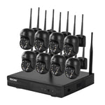 ESCAM WNK618 300萬畫素 8頻道無線半球攝影機 HD NVR 安全系統，支援動態偵測、雙向語音、全彩夜視及 TF 卡，歐規插頭，WNK618