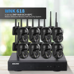 ESCAM WNK618 300萬畫素 8頻道無線半球攝影機 HD NVR 安全系統，支援動態偵測、雙向語音、全彩夜視及 TF 卡，歐規插頭，WNK618