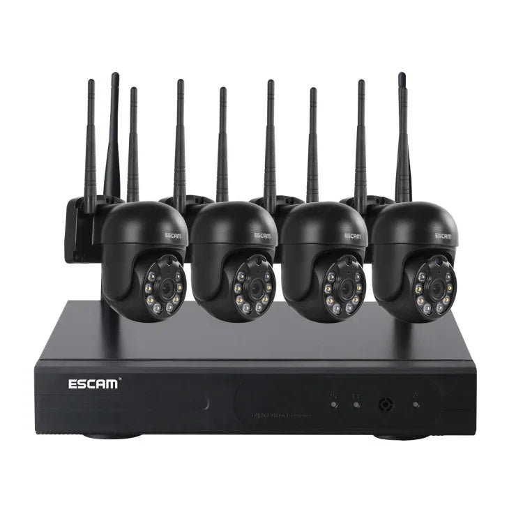 ESCAM WNK614 高清 300 萬像素 8 通道無線 + 4IPC 無線 NVR 安全系統，澳規插頭，WNK614