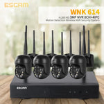 ESCAM WNK614 高清 300 萬像素 8 通道無線 + 4IPC 無線 NVR 安全系統，澳規插頭，WNK614