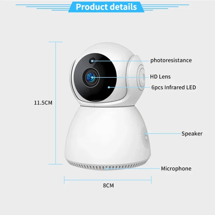 YT24 V380 1.0MP 旋轉雲台 IP 攝影機 WiFi 智慧安全攝影機，支援 TF 卡／雙向語音／動態偵測／夜視，YT24 1.0MP