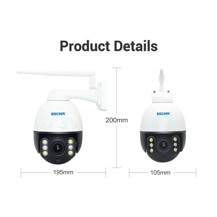 ESCAM Q5068 H.265 5MP 旋轉/傾斜/4倍變焦 WiFi 防水網路攝影機，支援 ONVIF 雙向通話及夜視，澳洲插頭、英國插頭、美國插頭、歐洲插頭、澳洲插頭