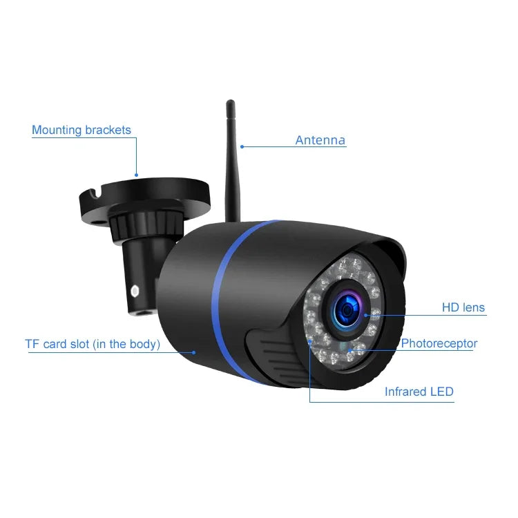 Q4 200萬像素 1080P HD 無線 IP 攝影機, 支援動態偵測與雙向語音與紅外線夜視與 TF 卡, 美國插頭, Q4
