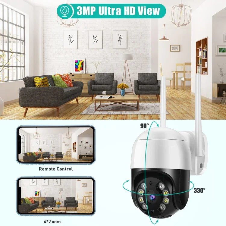QX29 3.0MP 高清 WiFi IP 攝影機，支援夜視及動態偵測及雙向語音及 TF 卡，澳規插頭，QX29