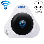 ESCAM Q8 960P 360 度魚眼鏡頭 1.3MP 無線網路 IP 攝影機，支援動態偵測／夜視，紅外線距離：5-10米，澳洲插頭，Q8 美國插頭，Q8 澳洲插頭，Q8 歐洲插頭，Q8 英國插頭