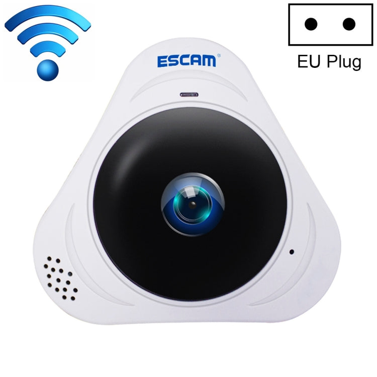 ESCAM Q8 960P 360 度魚眼鏡頭 1.3MP 無線網路 IP 攝影機，支援動態偵測／夜視，紅外線距離：5-10米，澳洲插頭，Q8 美國插頭，Q8 澳洲插頭，Q8 歐洲插頭，Q8 英國插頭