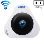 ESCAM Q8 960P 360 度魚眼鏡頭 1.3MP 無線網路 IP 攝影機，支援動態偵測／夜視，紅外線距離：5-10米，澳洲插頭，Q8 美國插頭，Q8 澳洲插頭，Q8 歐洲插頭，Q8 英國插頭
