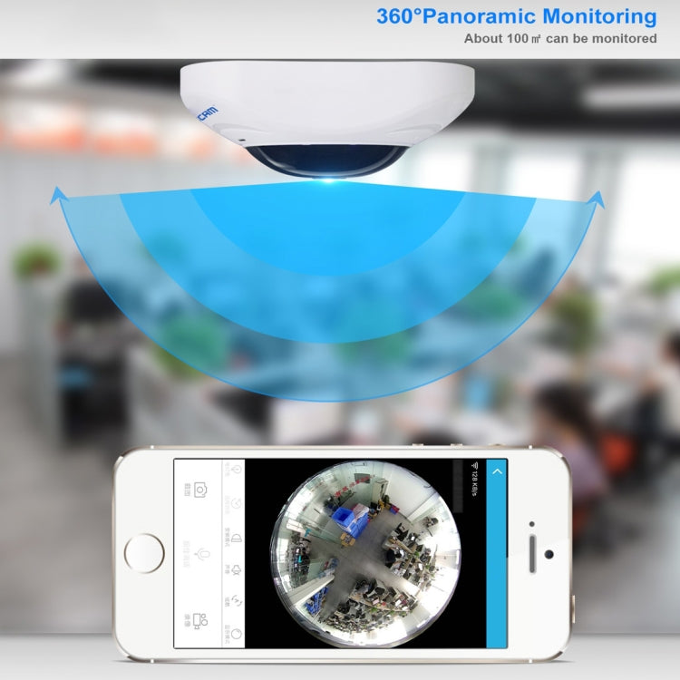 ESCAM Q8 960P 360 度魚眼鏡頭 1.3MP 無線網路 IP 攝影機，支援動態偵測／夜視，紅外線距離：5-10米，澳洲插頭，Q8 美國插頭，Q8 澳洲插頭，Q8 歐洲插頭，Q8 英國插頭