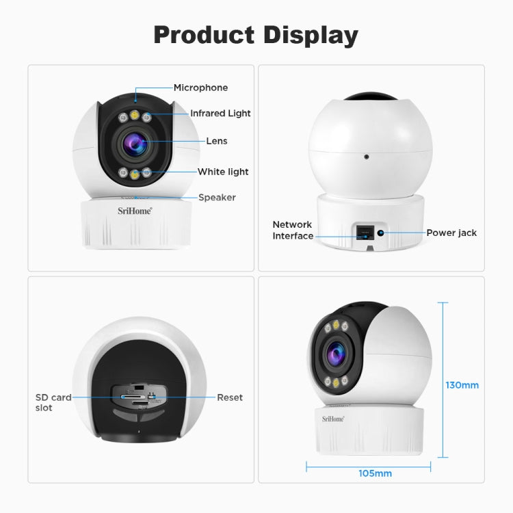 SriHome SH046 400 萬像素 FHD 低功耗無線家用安全攝影機系統，SH046