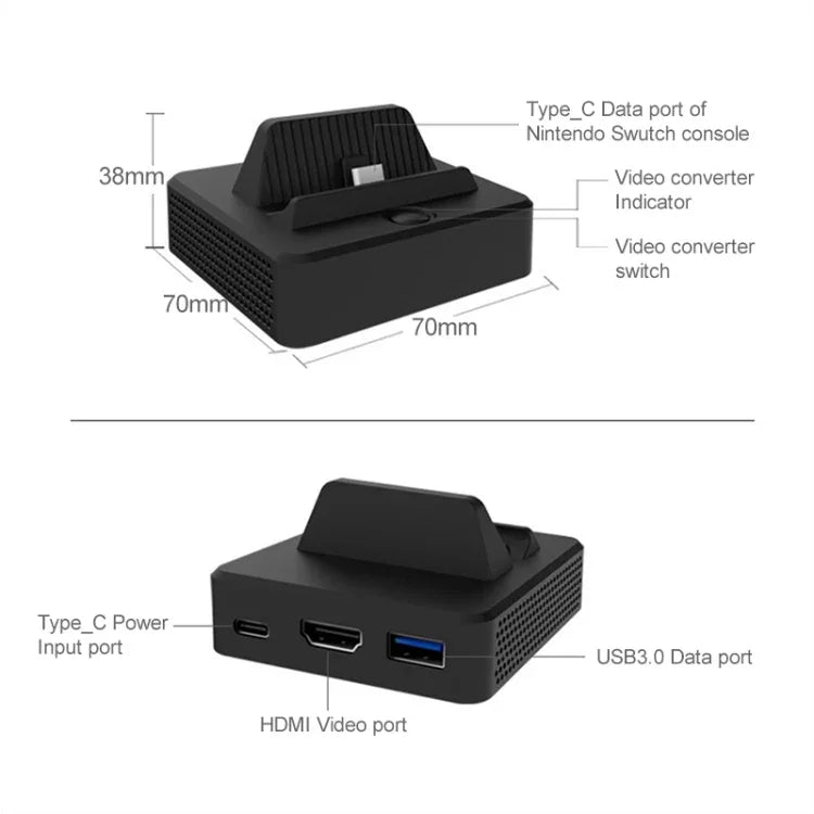 多功能視頻基站轉換器，附支架，適用於 Switch，轉換器基站