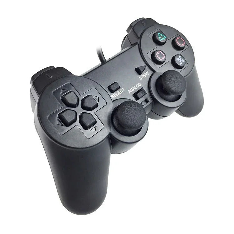 雙震動有線遊戲搖桿手柄，適用於 PS2