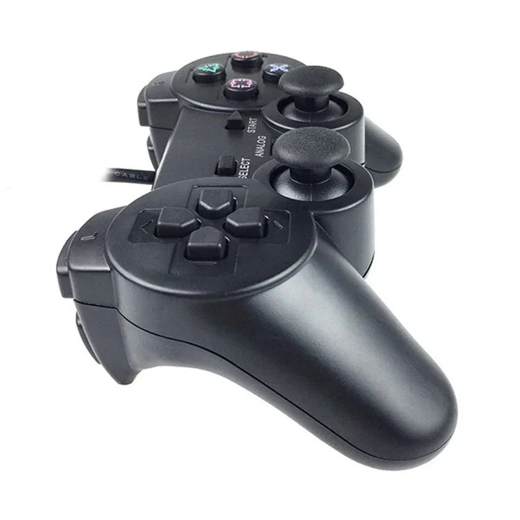 雙震動有線遊戲搖桿手柄，適用於 PS2