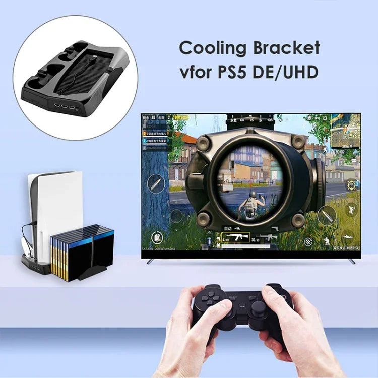 KJH P5-010-2 多功能充電散熱風扇底座附收納托盤支架，適用於 PS5 De / UHD，KJH P5-010-2