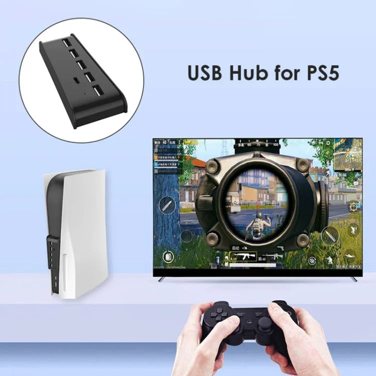 KJH P5-008 6合1 USB分線擴展集線器，適用於PS5，KJH P5-008