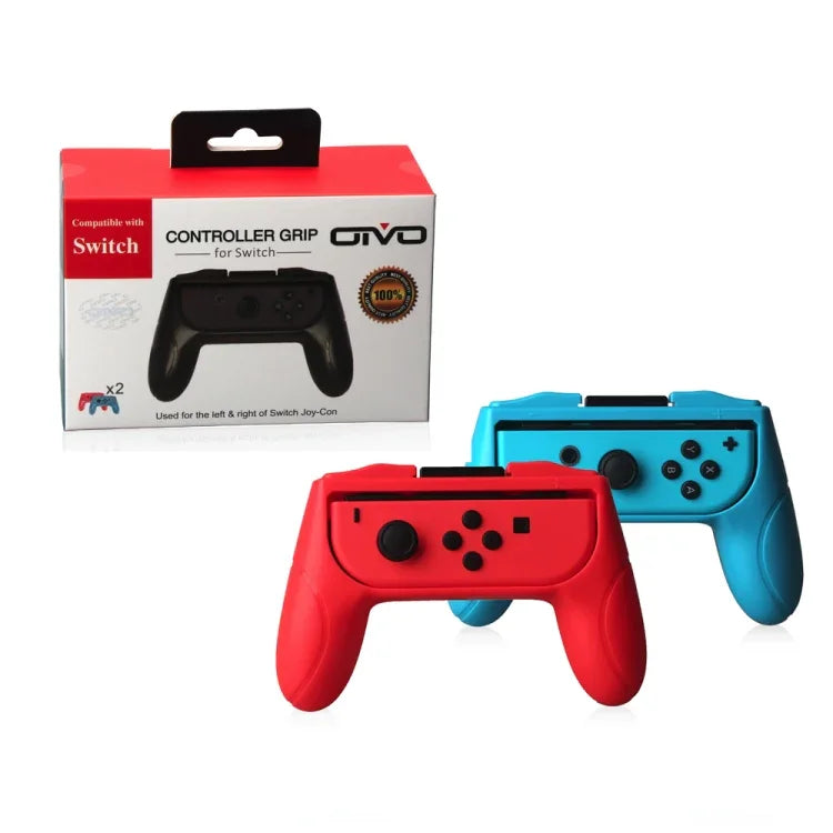 OIVO 2 件組左右手遊戲握把控制器，適用於 Nintendo Switch Joy-con 握把，紅色與藍色