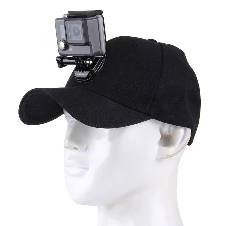 戶外太陽帽棒球帽，附相機支架固定座，適用於 GoPro、SJCAM、小米小蟻運動相機