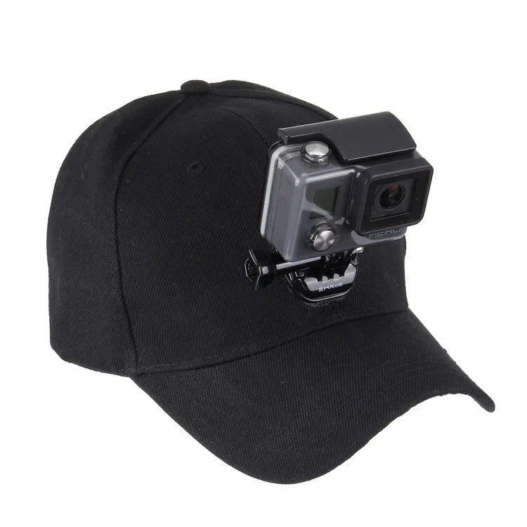 戶外太陽帽棒球帽，附相機支架固定座，適用於 GoPro、SJCAM、小米小蟻運動相機