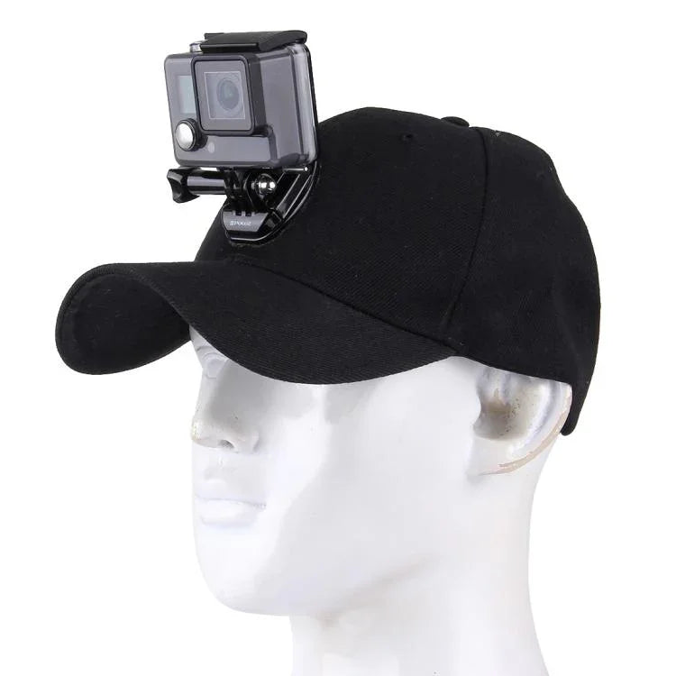 戶外太陽帽棒球帽，附相機支架固定座，適用於 GoPro、SJCAM、小米小蟻運動相機