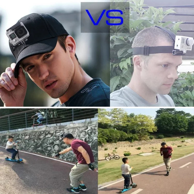 戶外太陽帽棒球帽，附相機支架固定座，適用於 GoPro、SJCAM、小米小蟻運動相機