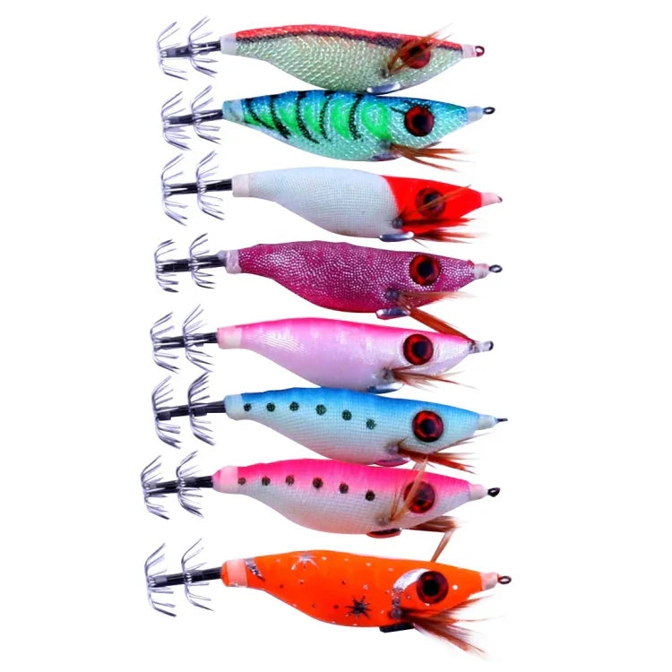 HENGJIA HENG JIA SJ011 8合1 10cm夜光塑料硬餌魷魚釣魚餌套裝釣魚用具餌料，隨機顏色發貨