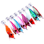 HENGJIA HENG JIA SJ011 8合1 10cm夜光塑料硬餌魷魚釣魚餌套裝釣魚用具餌料，隨機顏色發貨