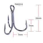 HENGJIA 20 PCS Classic Black High Carbon Steel Fishing Three-jaw Treble Hooks, 8# FH022