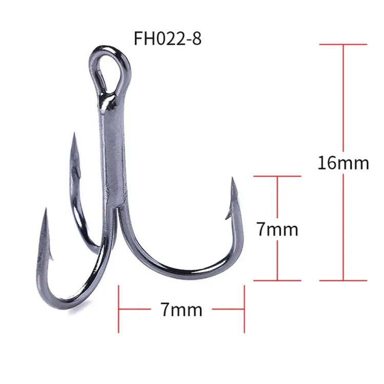 HENGJIA 20 PCS Classic Black High Carbon Steel Fishing Three-jaw Treble Hooks, 8# FH022