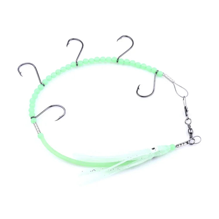 HENGJIA 32cm/7g 釣魚刀魚線夜光章魚魷魚鉤5鉤