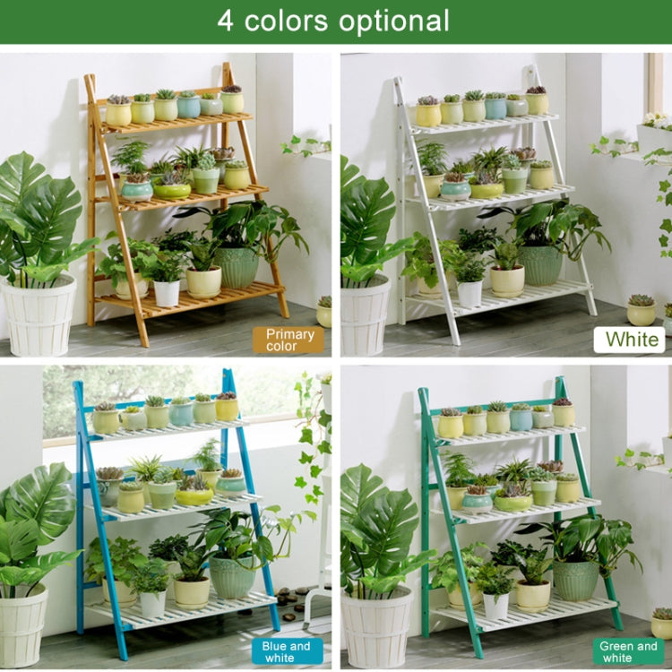 竹製三層懸掛植物架 花盆收納架 折疊展示架 植物架，寬度：70cm，三層寬度：70cm（綠色），三層寬度：70cm（白色），三層寬度：70cm（杏色）