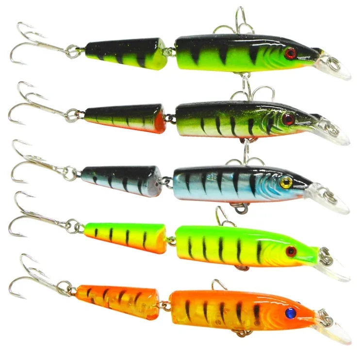 HENGJIA 5 件組 10.5cm 9.6g 2節塑膠硬餌 釣魚餌套裝 釣具餌料，10.5cm 9.6g