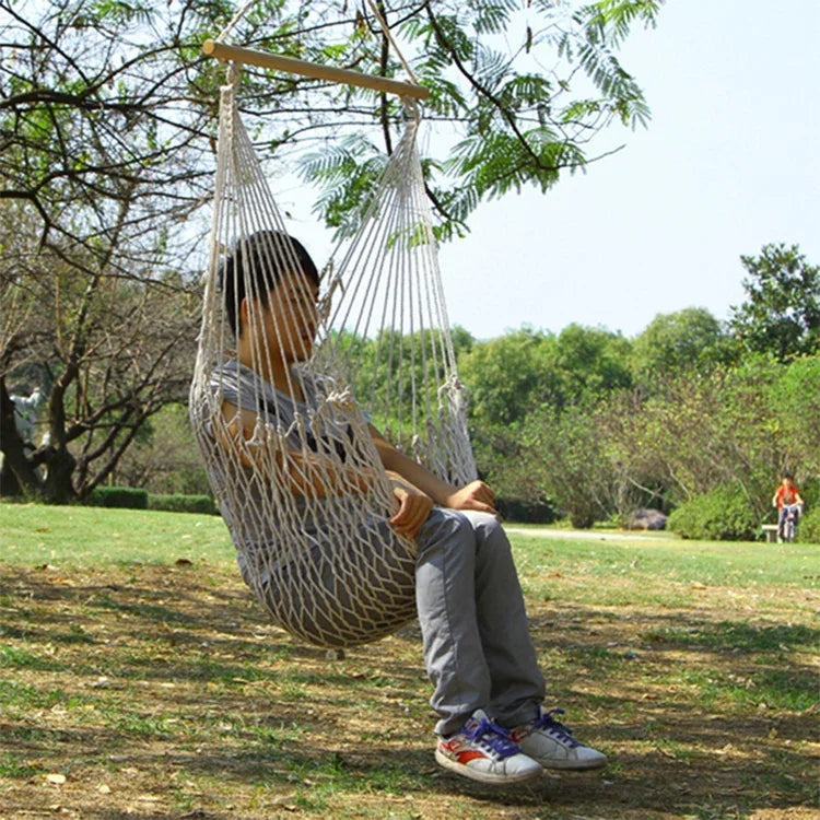 Aotu AT6732 Outdoor Cotton Rope Net Swing Frame Hanging Chair Hammock, Size: 130x90cm, Size: 130x90cm