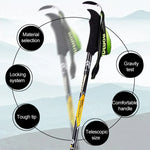 KODENOR 戶外登山便攜折疊碳纖維直柄登山杖，長度：63-135CM，長度：63-135CM（黑綠），長度：63-135CM（黑藍），長度：63-135CM（黑黃）